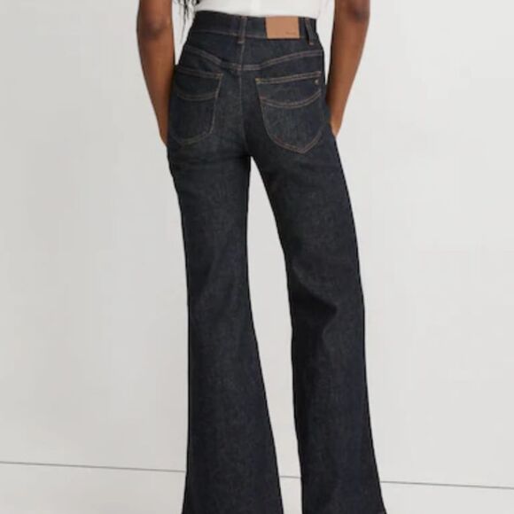 Madewell 11" High Rise Flare Jeans Dark Wash Blue Denim Retro Y2K 70's Cotton 26 - Picture 2 of 14